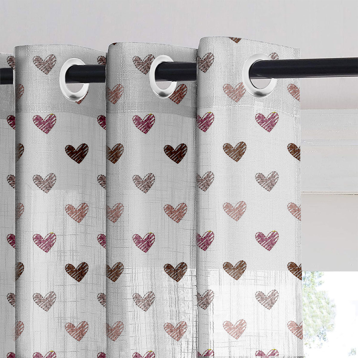 Doodle Hearts Sheer Curtain
